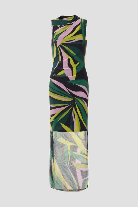 AND Abstract Printed Shirt Collar A-Line Midi Dress