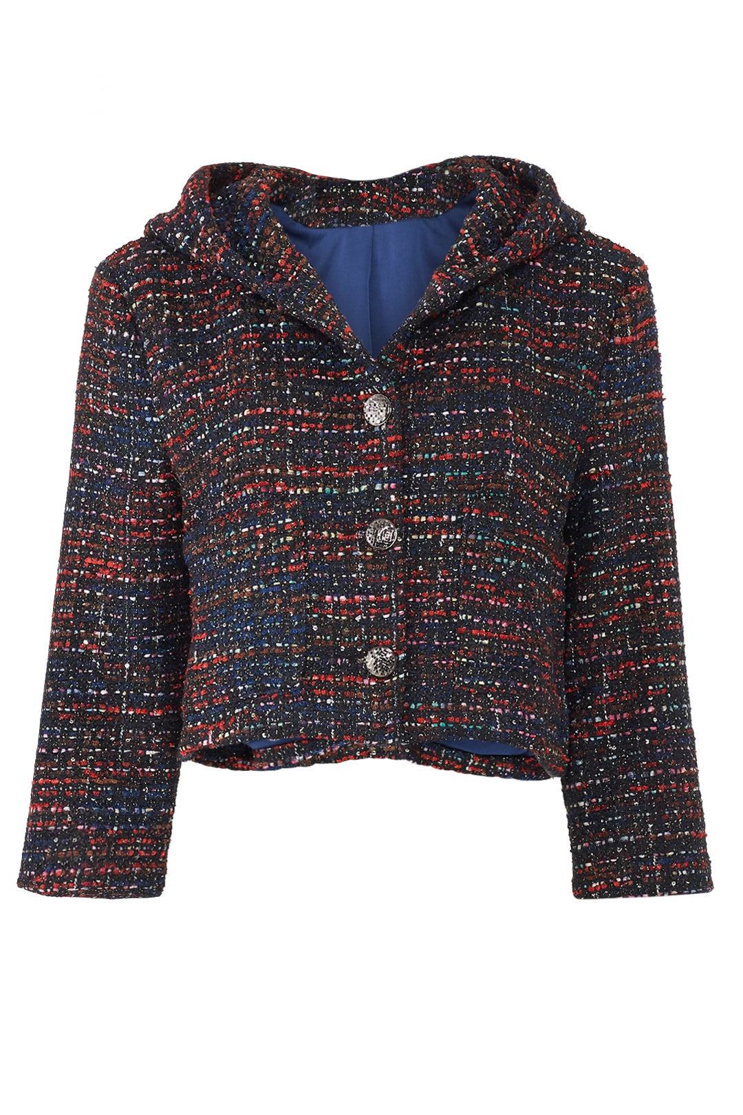 Hooded Crop Tweed Jacket by Line + Dot 3