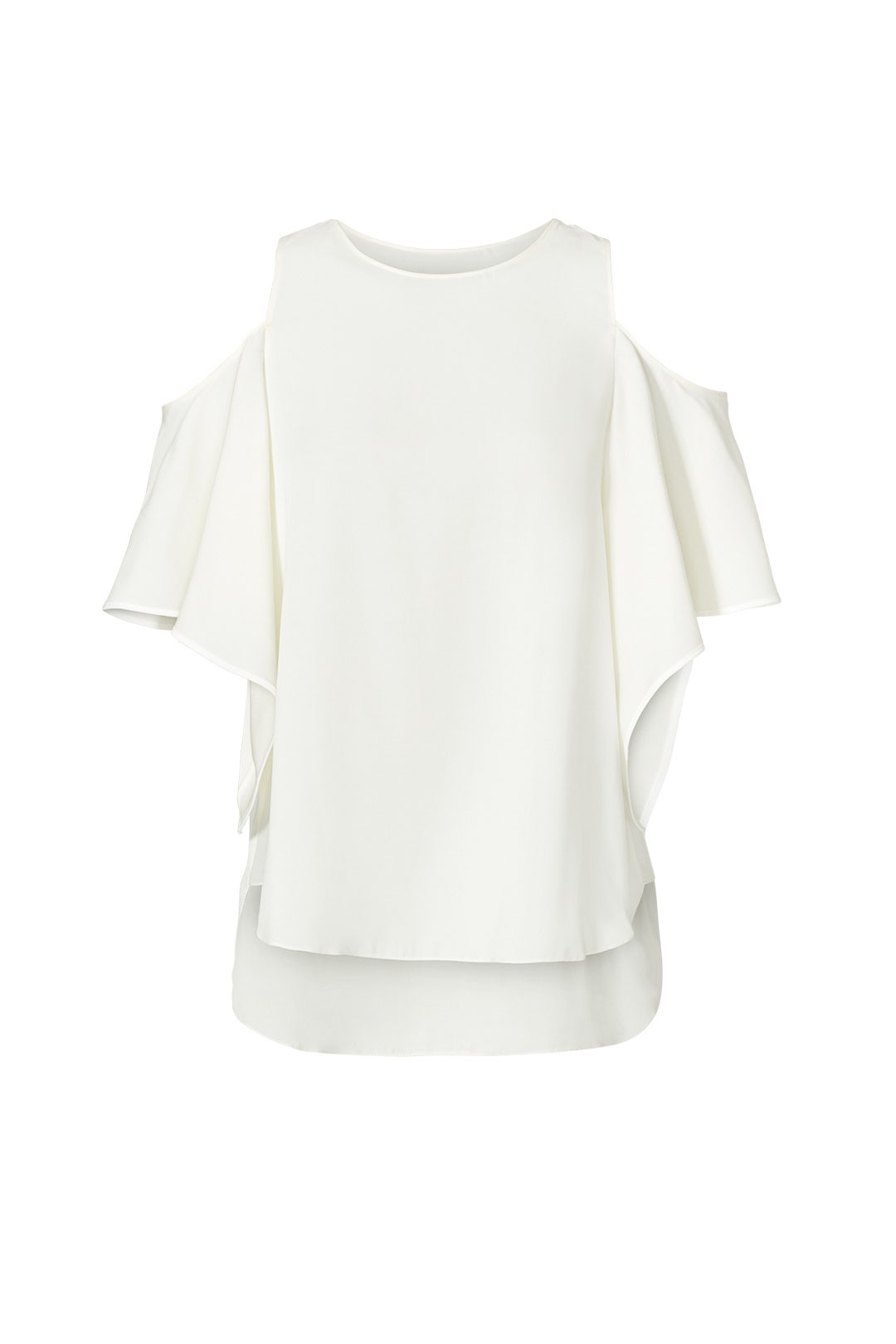 White Cold Shoulder Silk Blouse by HALSTON