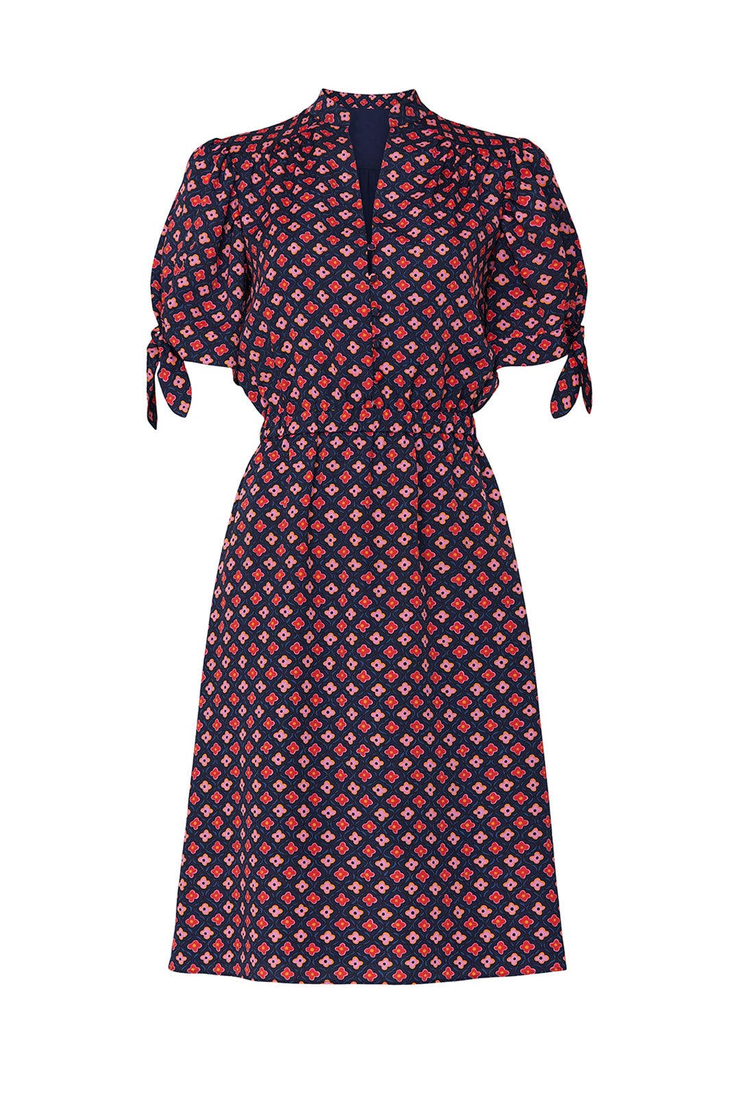 puff sleeve printed dress