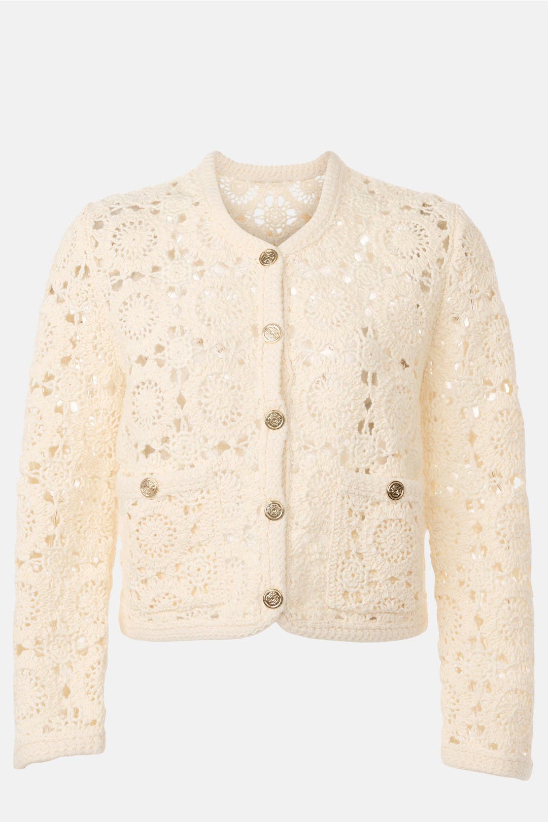 White Crochet Bomber Jacket by Maje | Rent the Runway