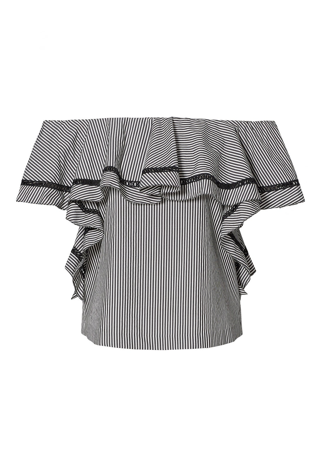 Striped Ruffle Off Shoulder Top by Rachel Zoe