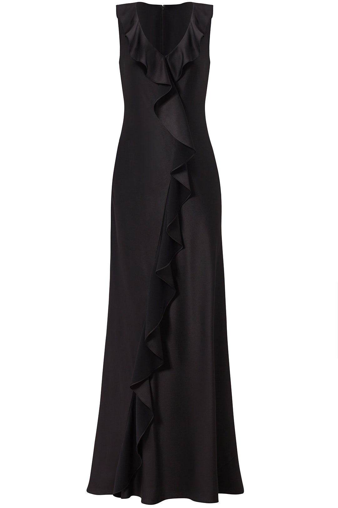 Black Ruffled Gown by Aidan Mattox 3