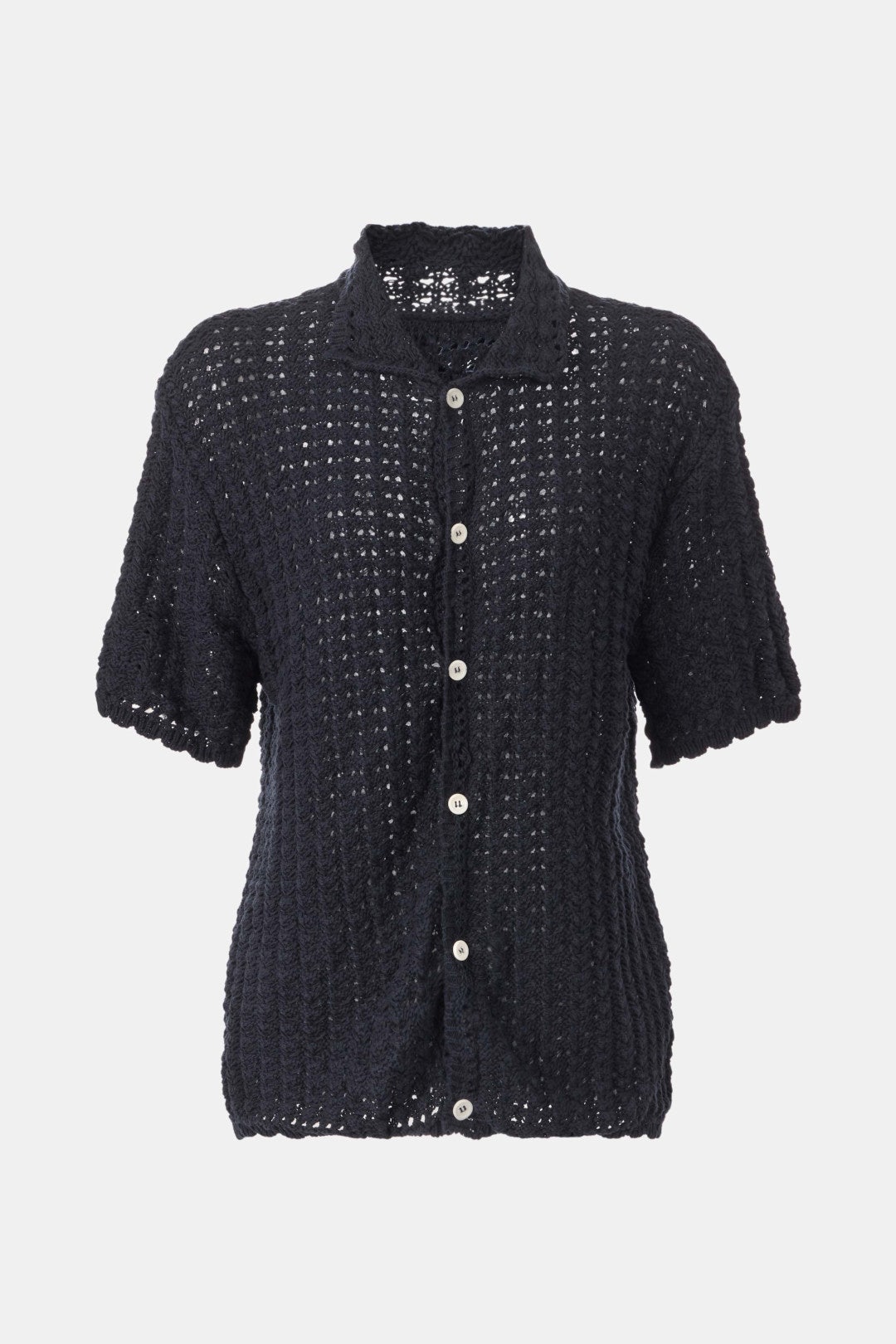 Navy Crochet Collared Cardigan by DUNST 4