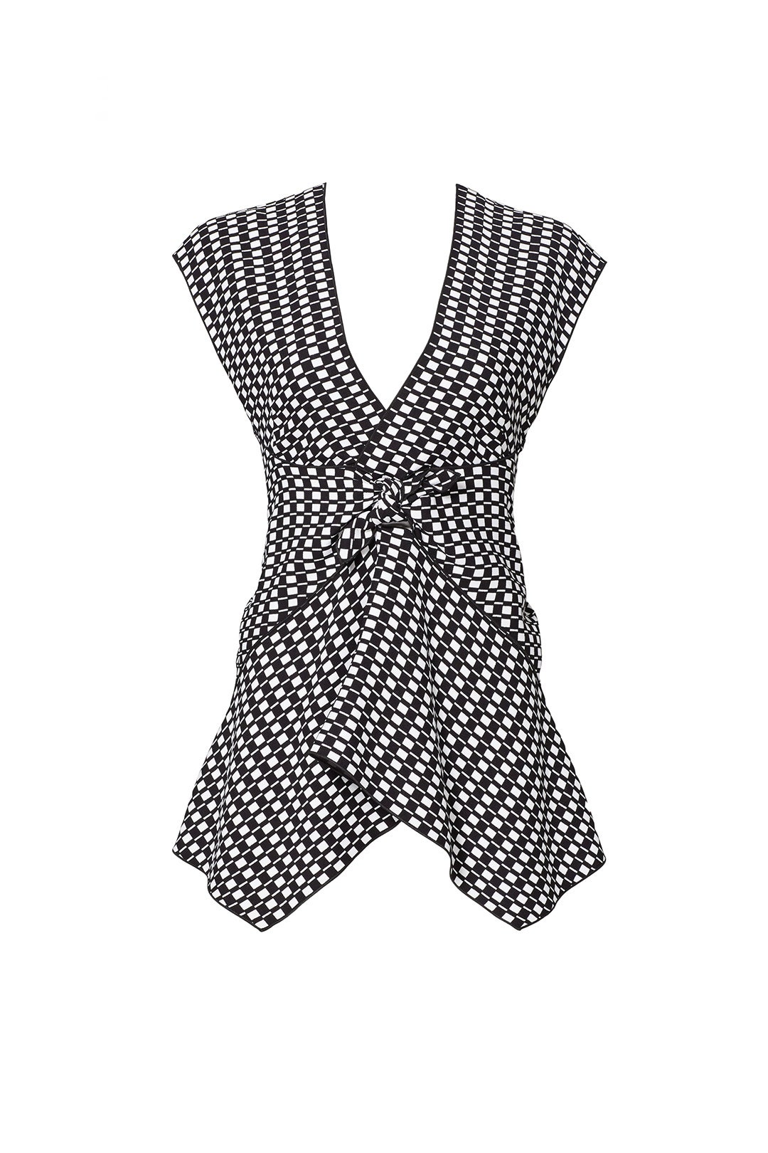 Black and White Checked Knot Top by Proenza Schouler