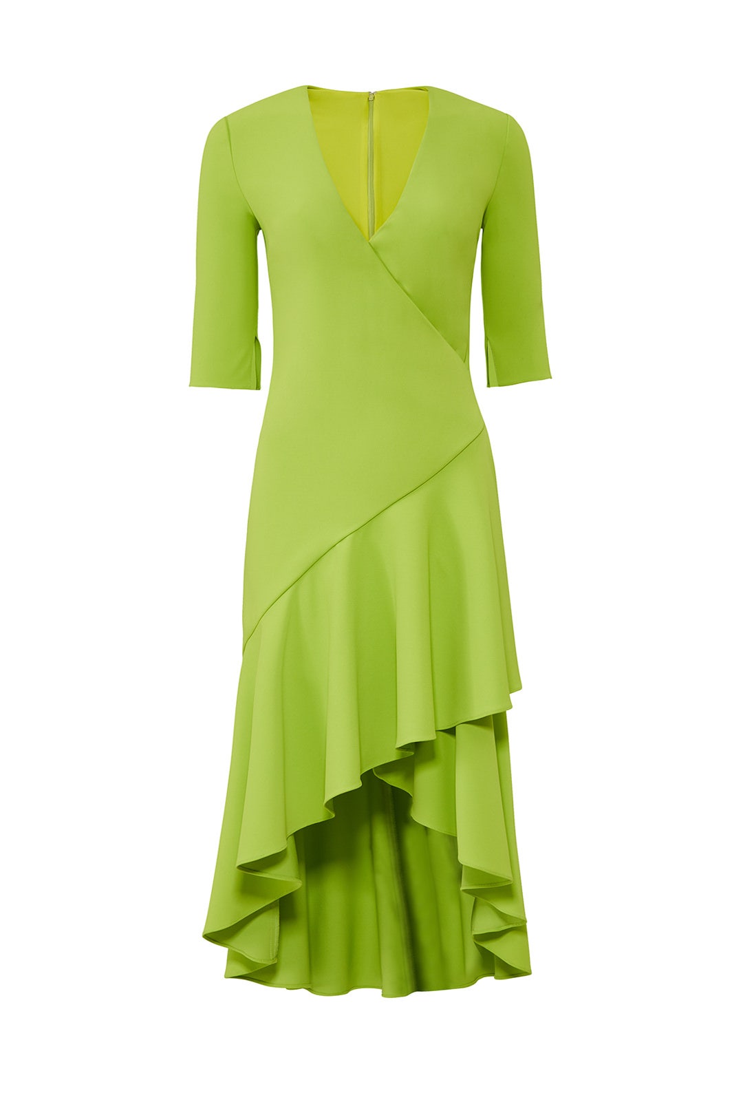 Lime Flutter Hem Dress by Badgley Mischka 3