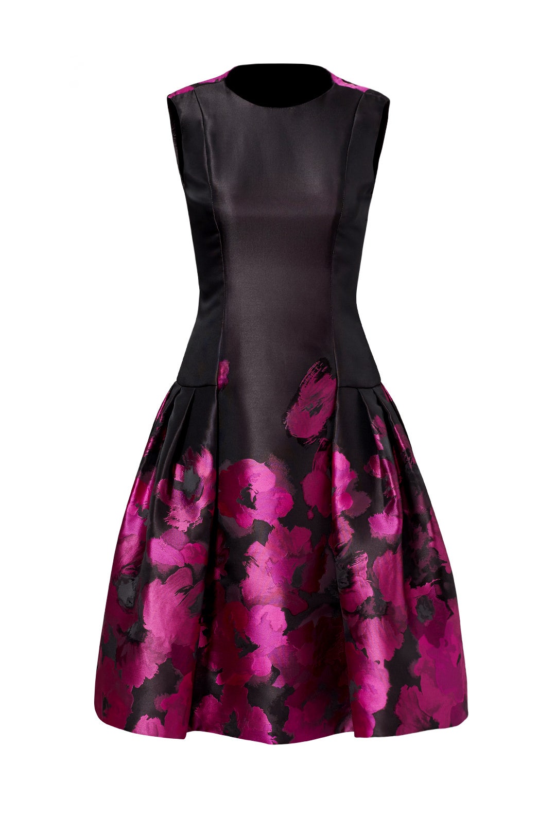 Magenta Blossom Black Dress by Carmen Marc Valvo 3