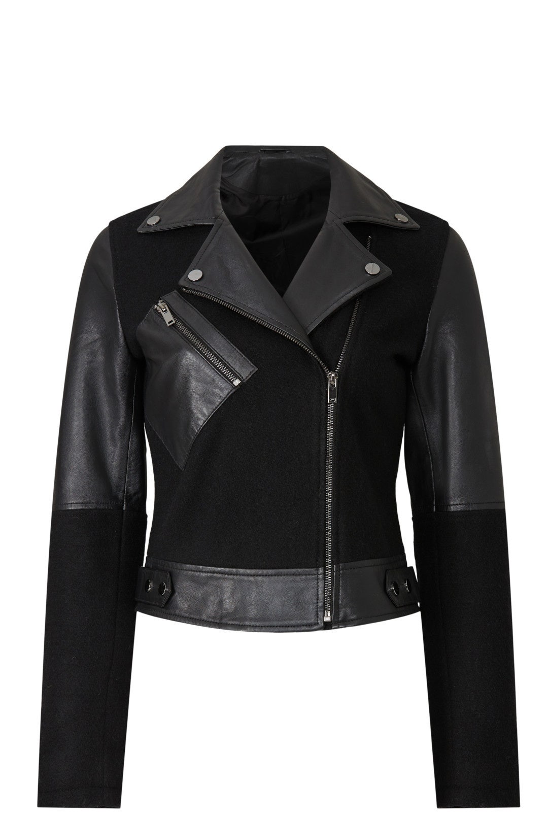 Mixed Media Leather Jacket by Slate & Willow 4