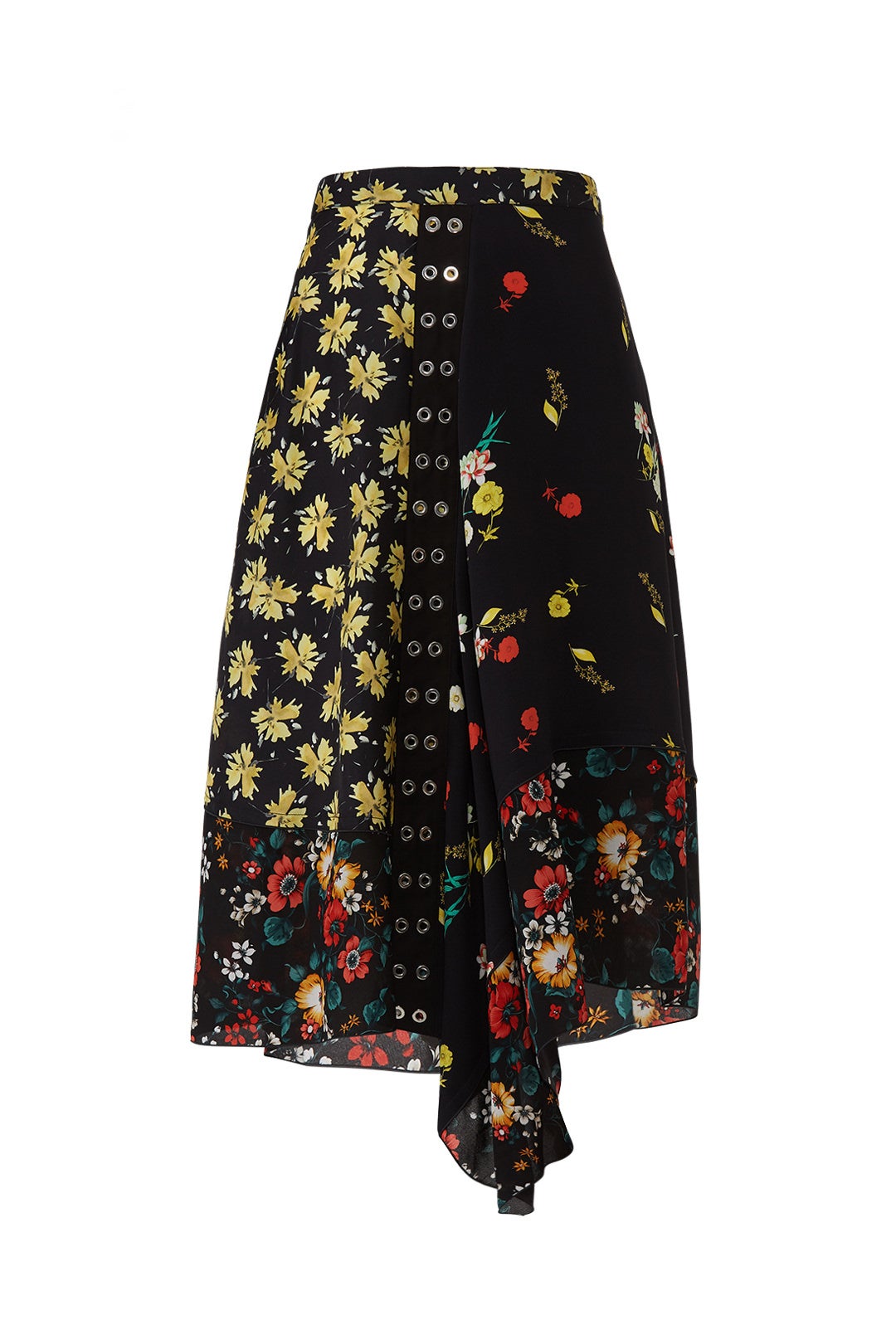 Asymmetrical Mixed Print Skirt by DEREK LAM