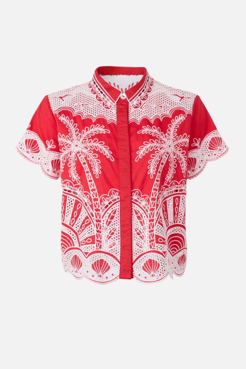 Red Palm Trees Shirt by FARM Rio - Photo 4