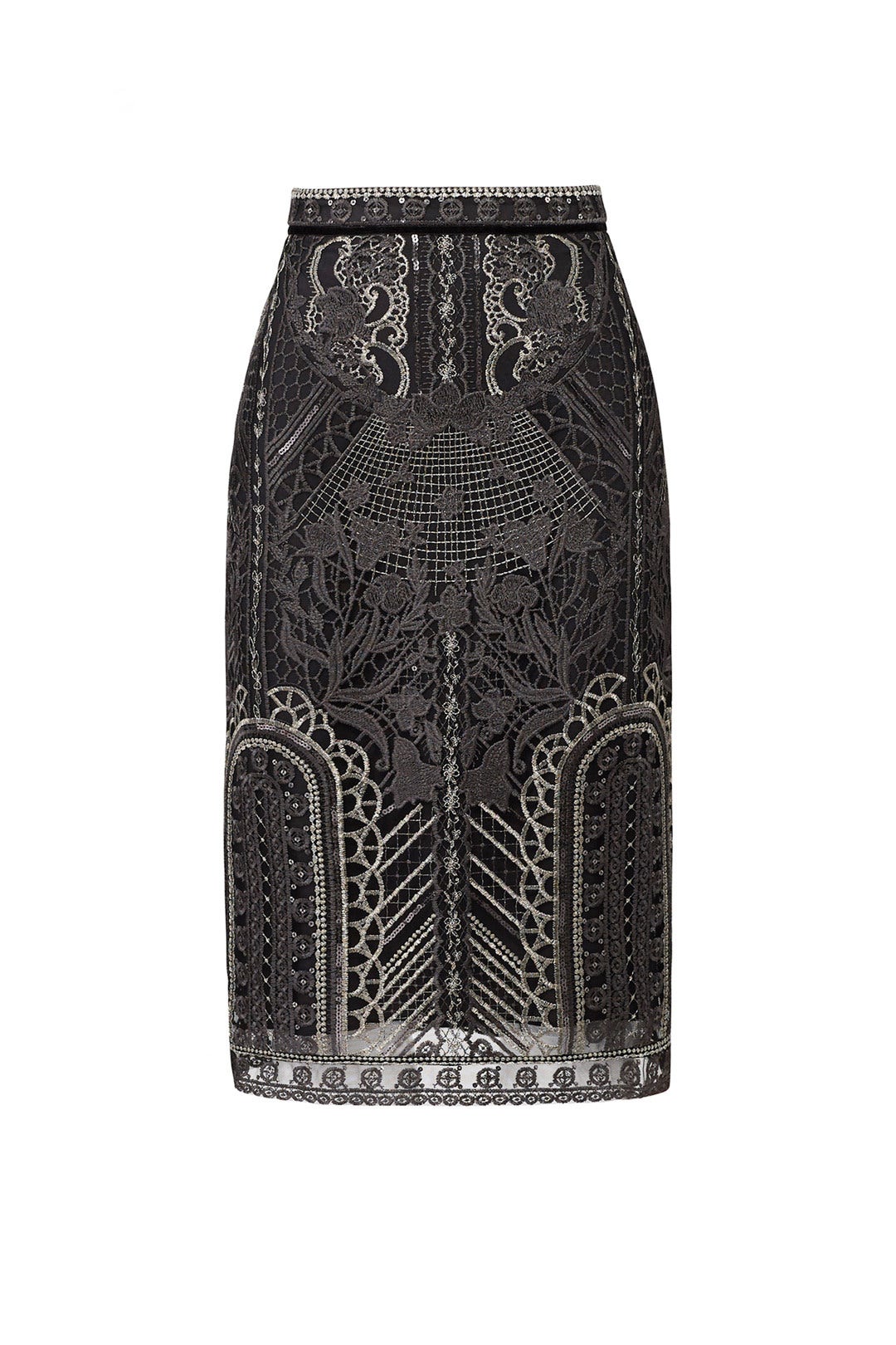 Silver Embroidered Skirt by Marchesa Notte 3