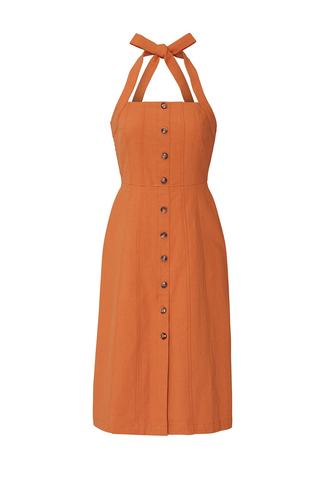 burnt orange halter dress