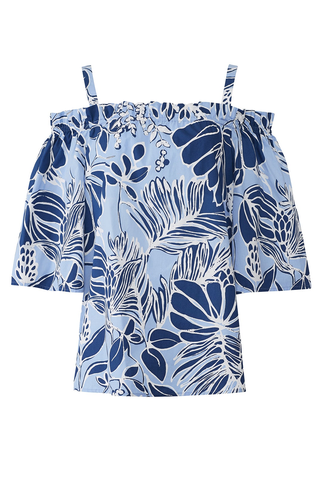 Leaf Print Off The Shoulder Top by N Natori