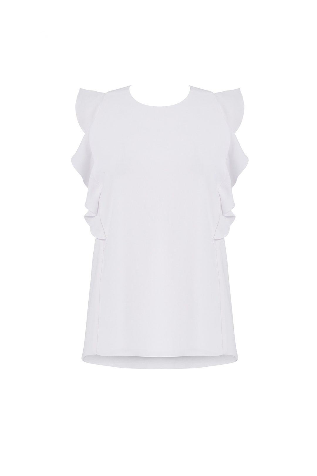 White Ruffle Crepe Top by Carven