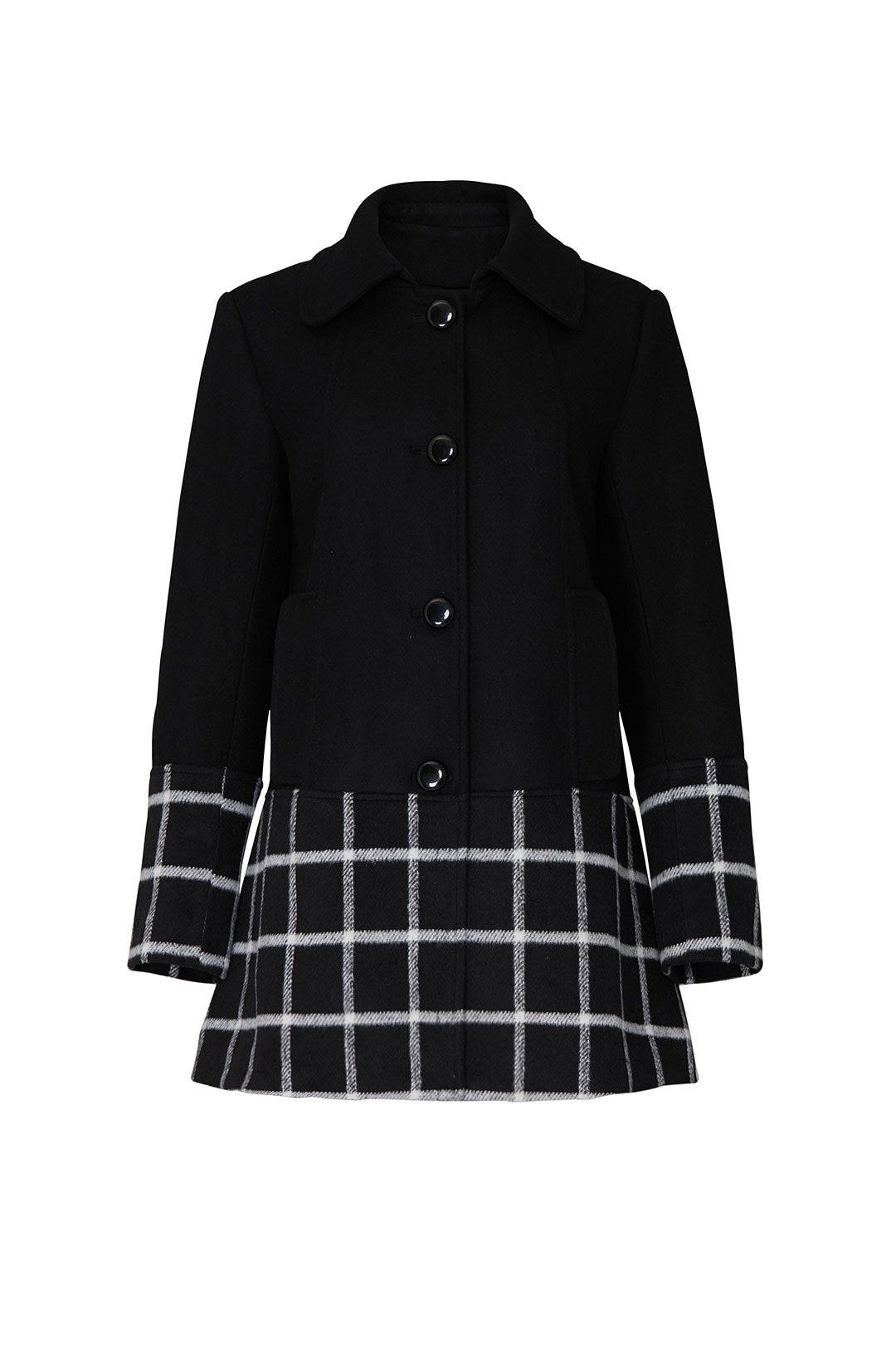 Black Windowpane Wool Coat by Slate & Willow 4