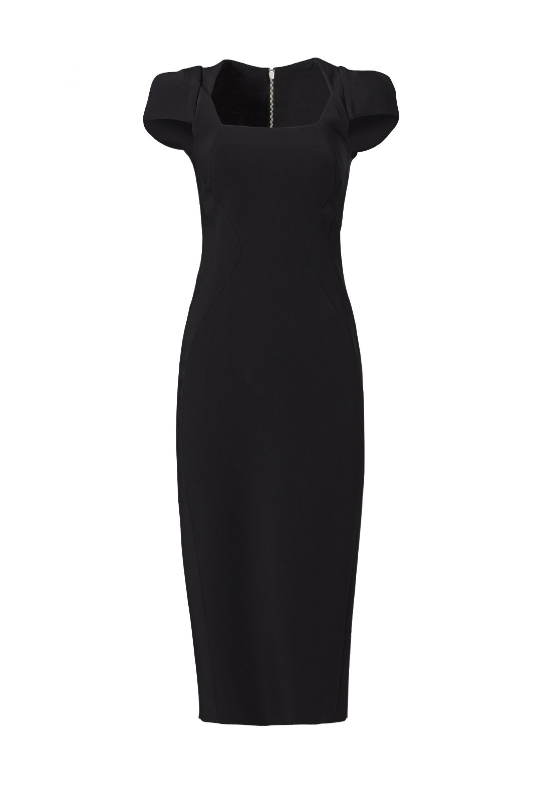 Black Square Neck Tailored Sheath by Antonio Berardi