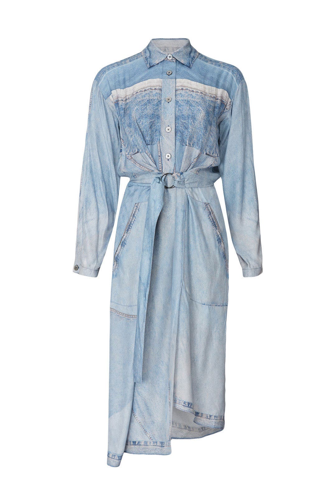 Blue Printed Silk Dress by Colovos