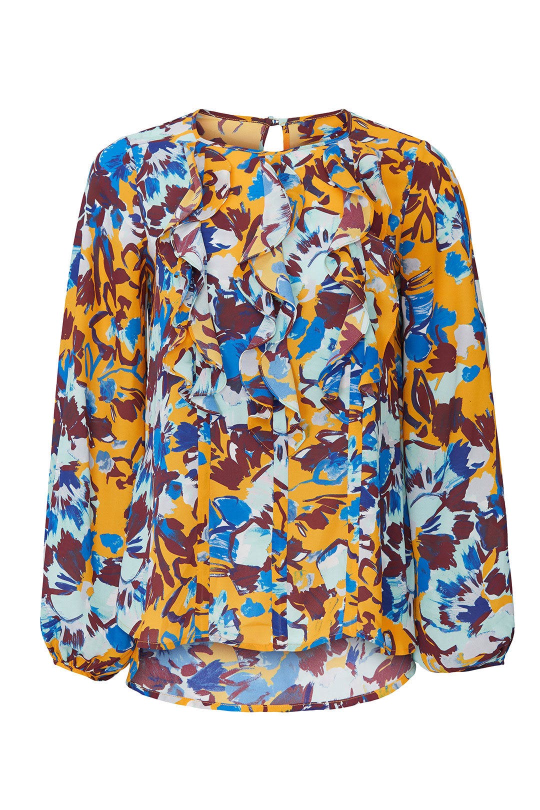Ochre Floral Ruffle Front Blouse by Prabal Gurung x RTR