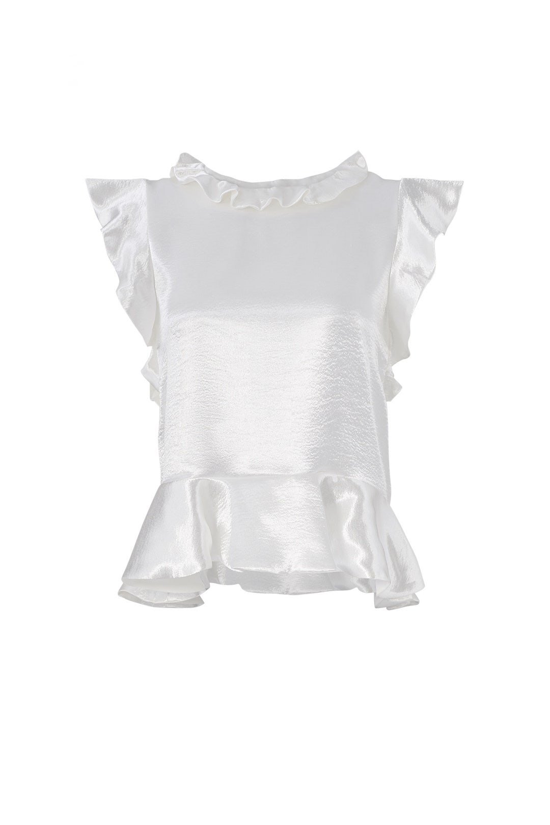 White Satin Ruffle Top by Endless Rose