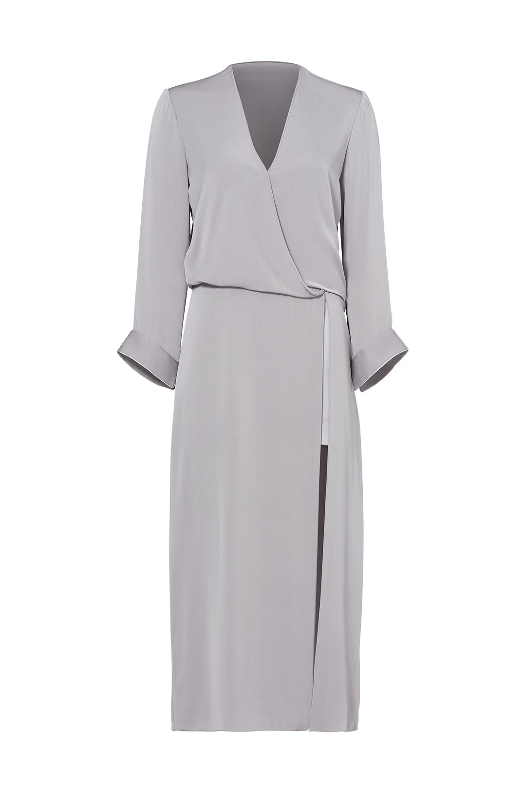 Grey Silver Faux Wrap Dress by HALSTON 3