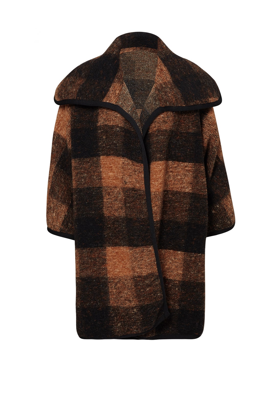 Camel Plaid Blanket Coat by Hunter Bell 3