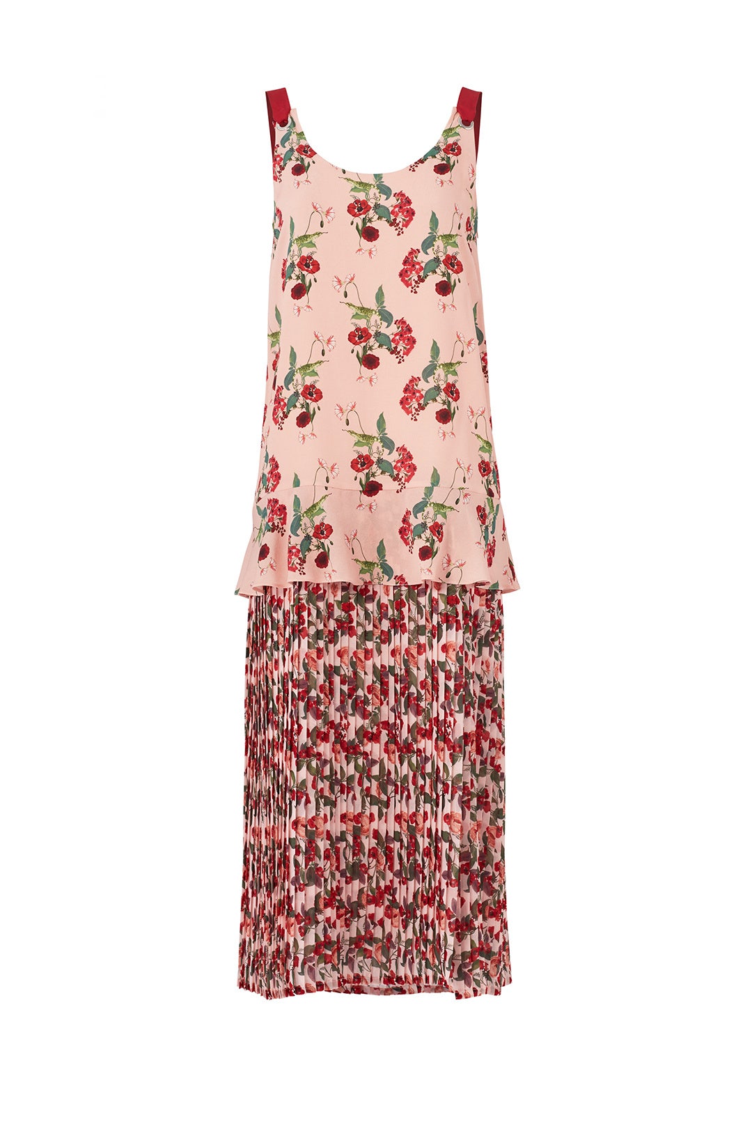 Pink Floral Pleated Dress by Mother of Pearl