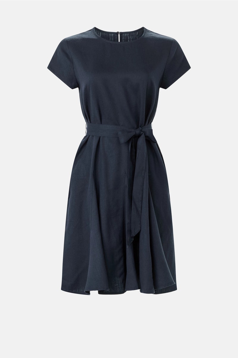 reiss aubrey midi dress Reiss Aubrey Waisted Detail Cotton Dress in Black