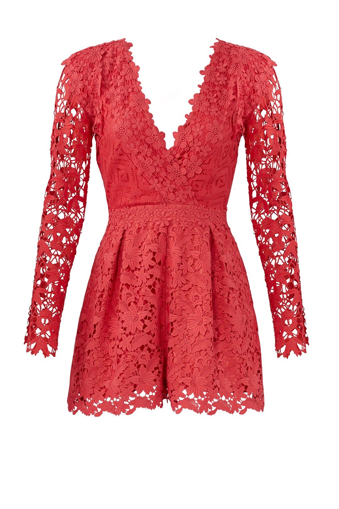Coral Lace Romper by Nicole Miller