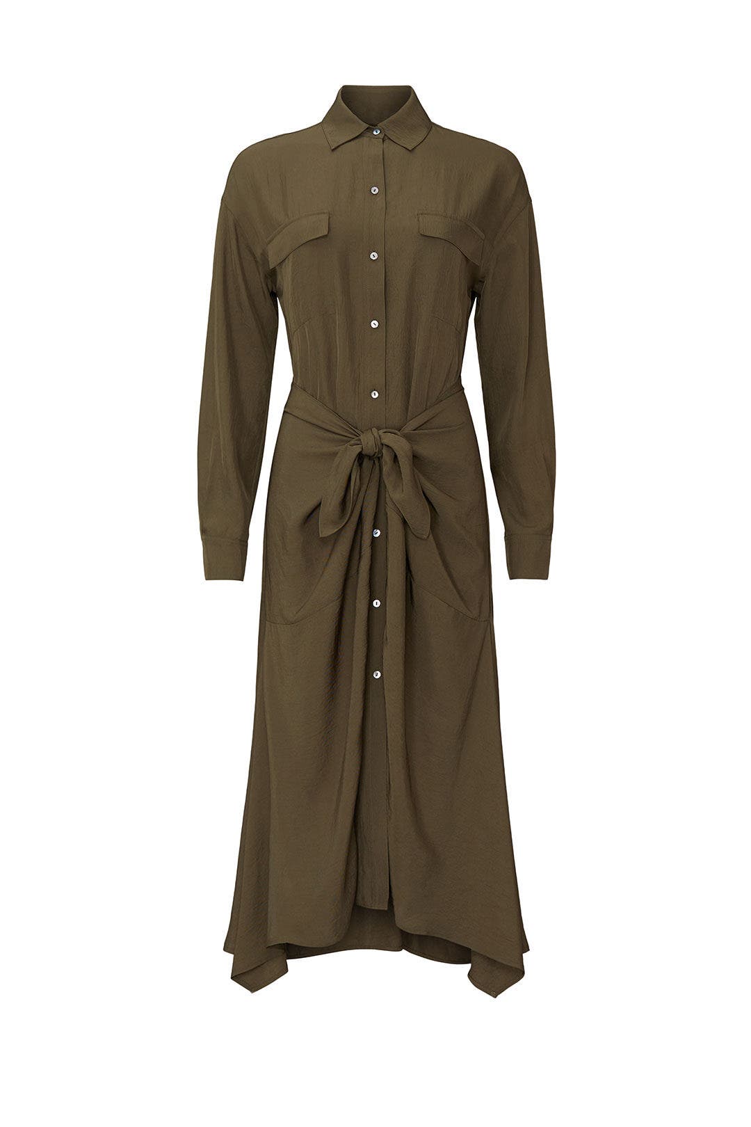 Green Tie Front Shirtdress by VINCE.