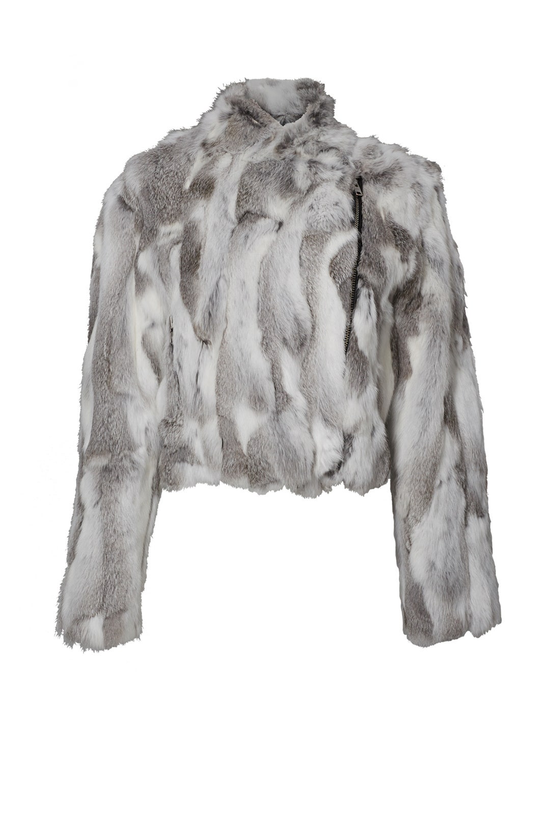 Grey Textured Biker Jacket by Adrienne Landau