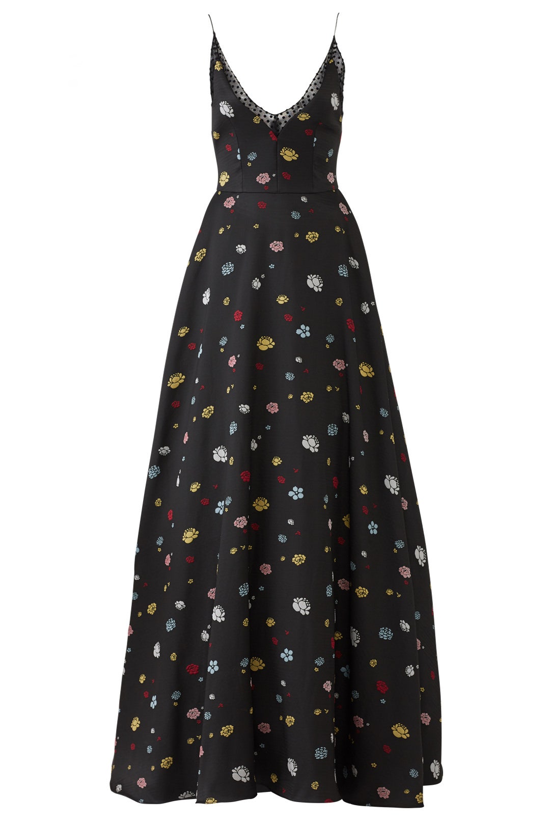 Black Multi Floral Gown by ML Monique Lhuillier 3