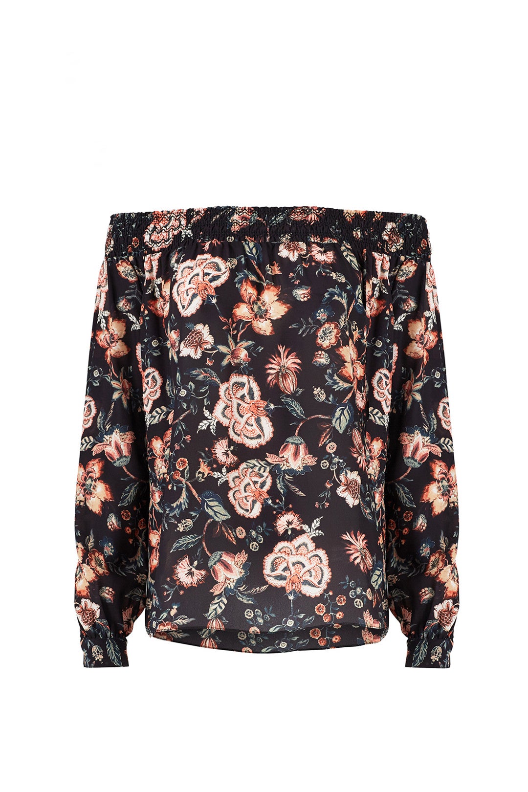Black Multi Floral Off Shoulder Top by SACHIN BABI