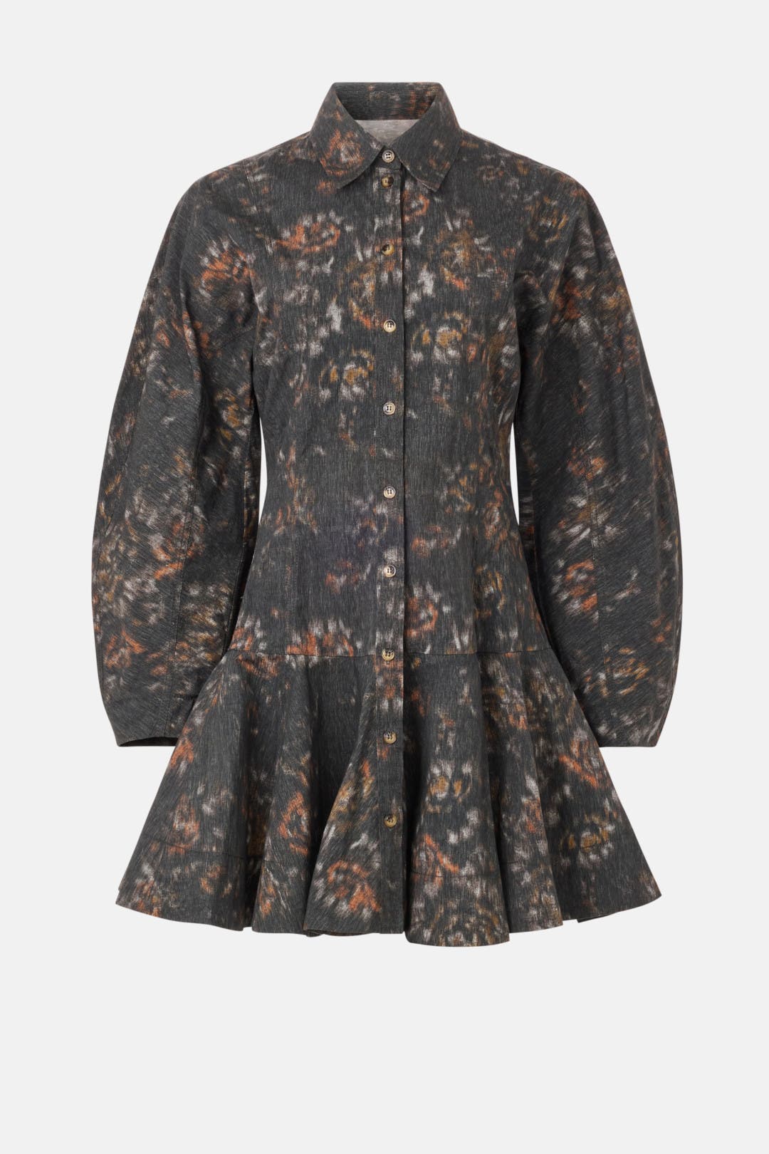 Printed Stretch Cotton Buttoned Mini Dress by GANNI | Rent the Runway