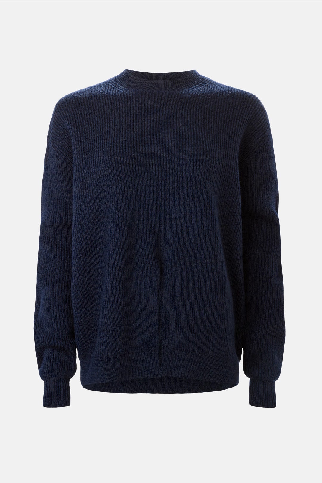 Navy Split Front Crewneck Sweater by Tibi