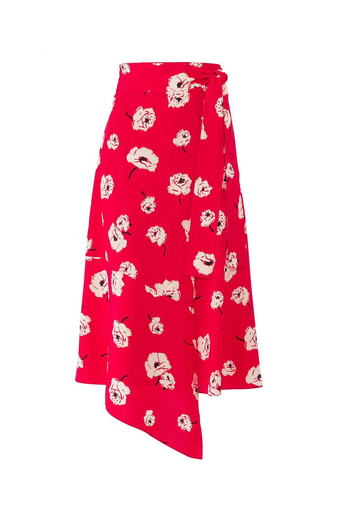 Red Floral Wrap Skirt by Derek Lam 10 Crosby