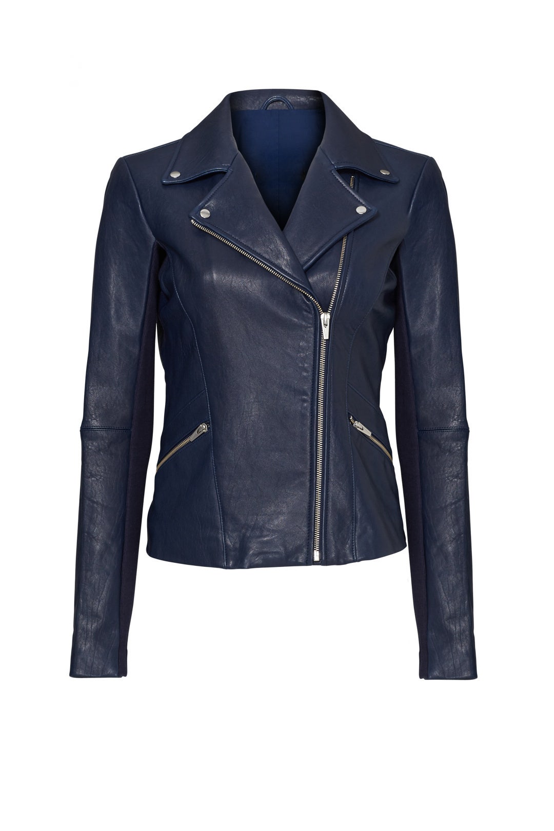 Blue Dallas Classic Leather Jacket by VEDA 3