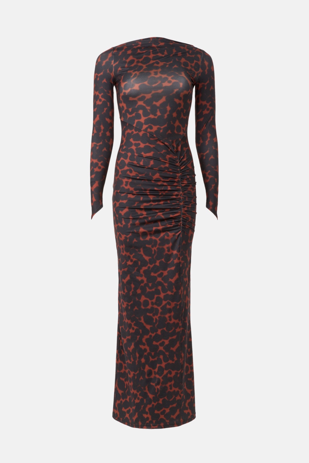 Tortoiseshell Long Sleeve Ruched Maxi Dress by Suboo 4