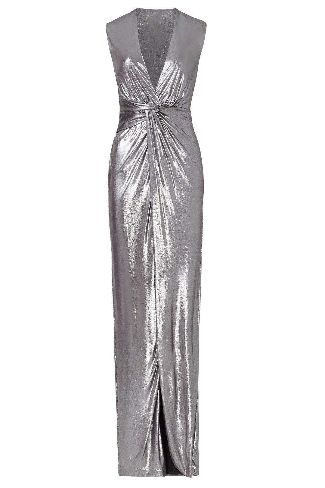 Silver Twist Column Gown by HALSTON 3