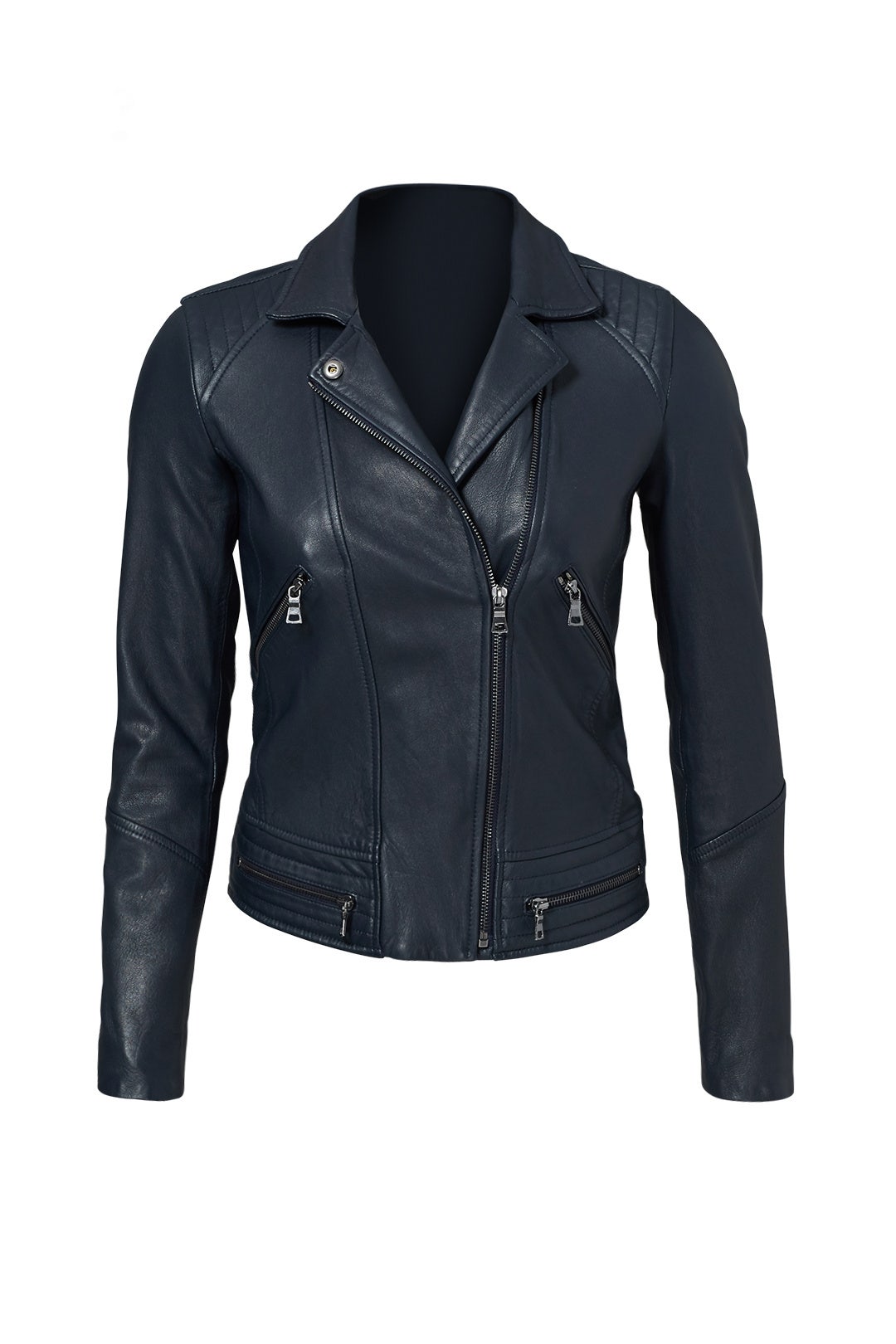 Navy Washed Leather Jacket by Rebecca Taylor NYC 3