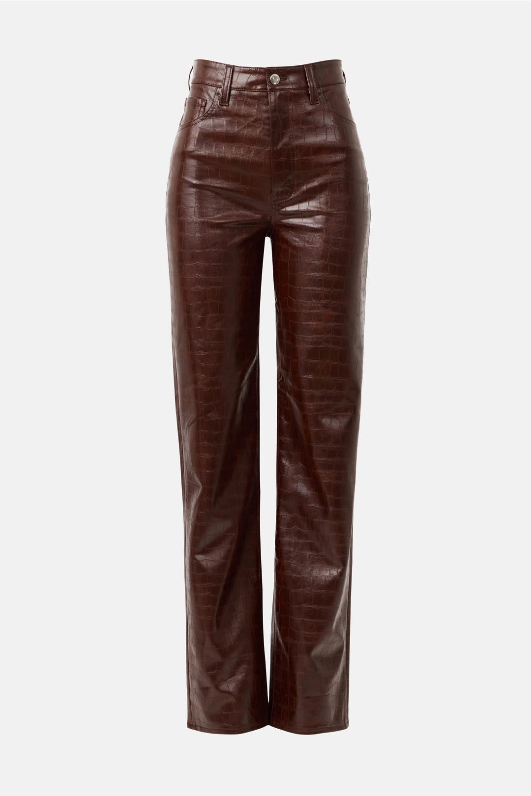 Cassie Faux Leather Croc Straight Leg Pants by PISTOLA | Rent the