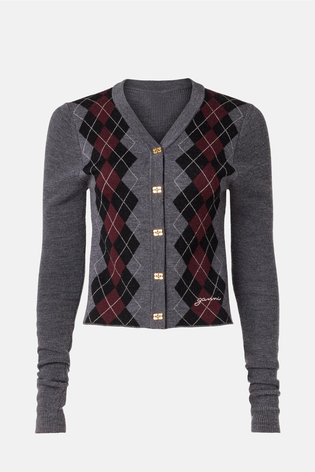 Fine Merino Jacquard Cardigan by GANNI | Rent the Runway