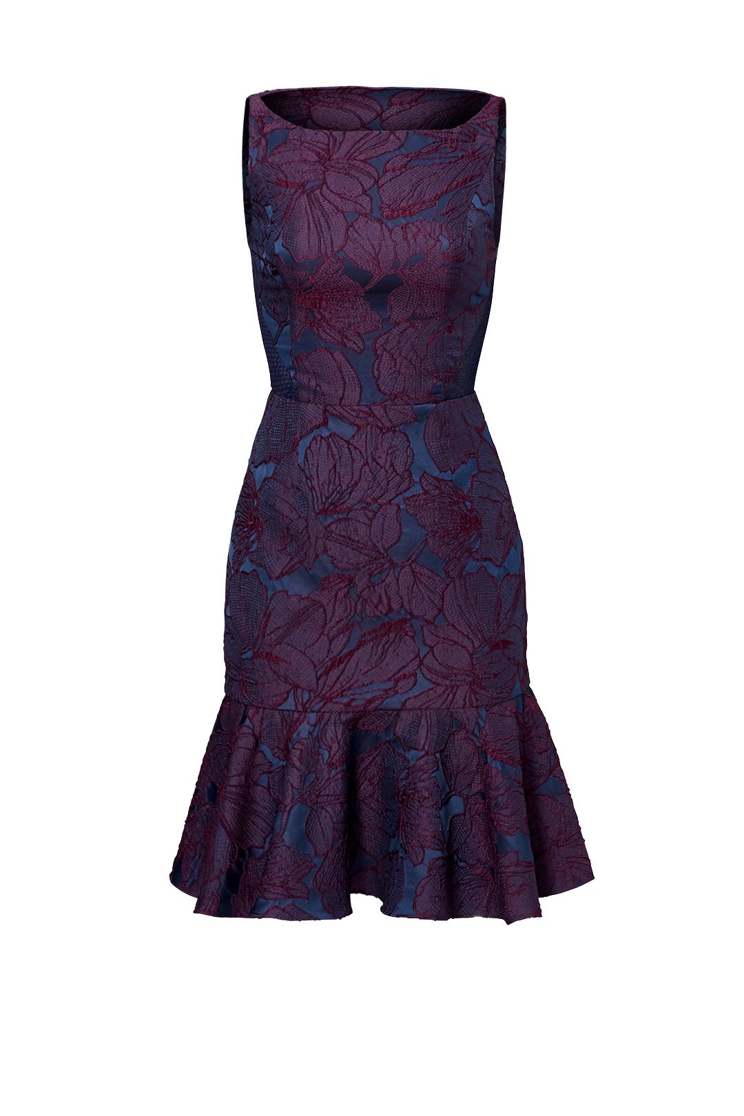 Navy Leaf Flounce Dress by ML Monique Lhuillier 3