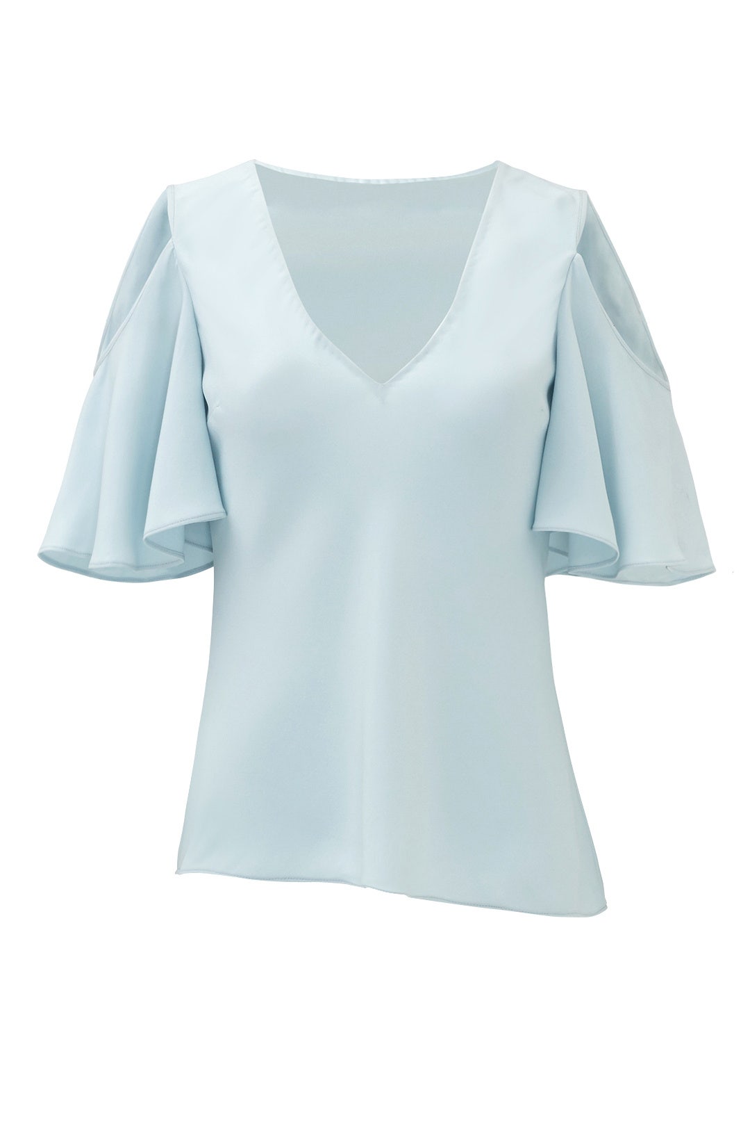 Powder Blue Open Shoulder Blouse by DEREK LAM