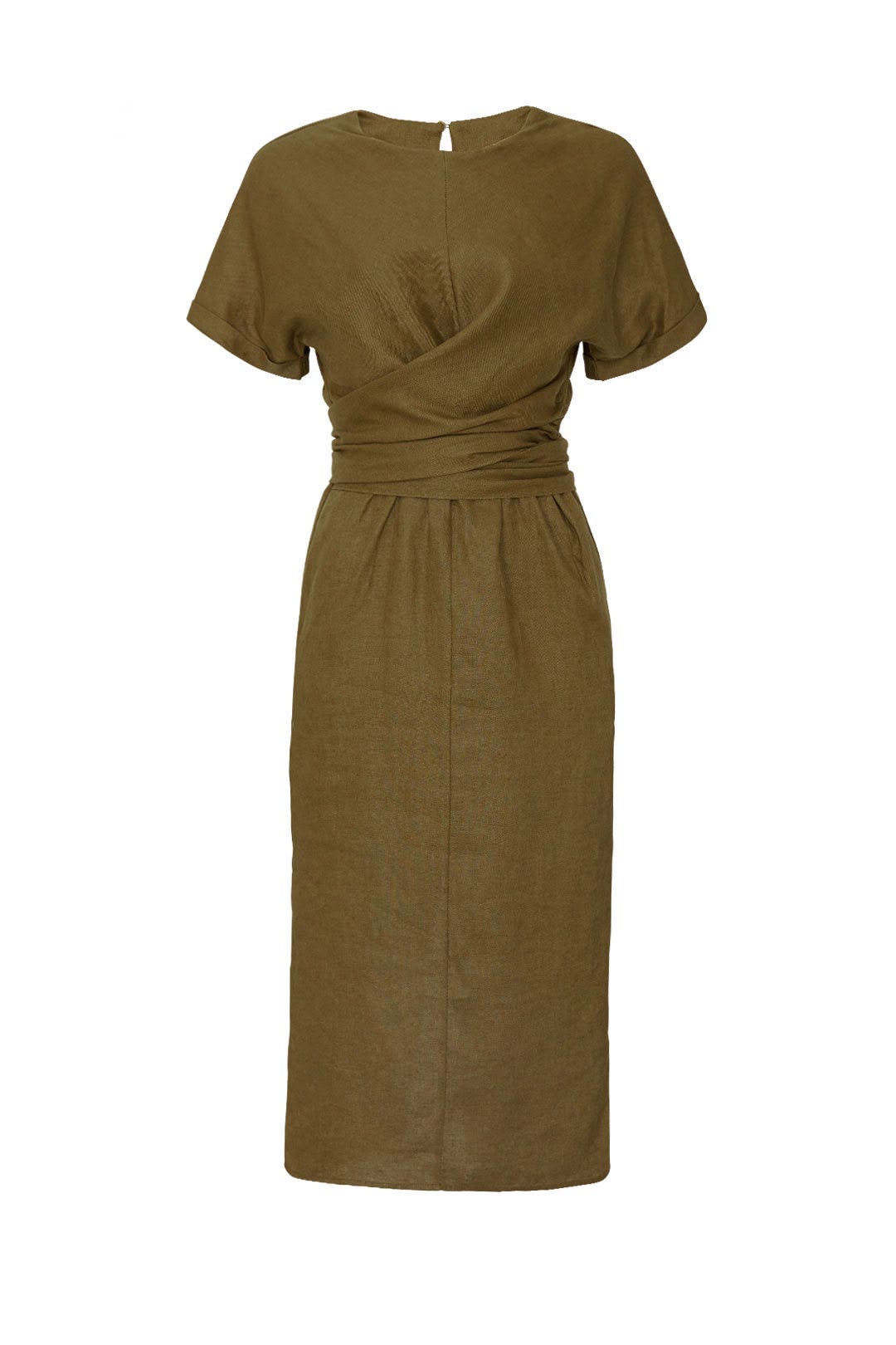 Tie Waist Crew Neck Dress by 525 America