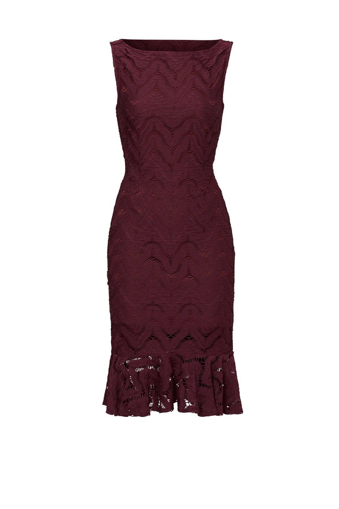 Wine Ruffle Lace Dress by twenty