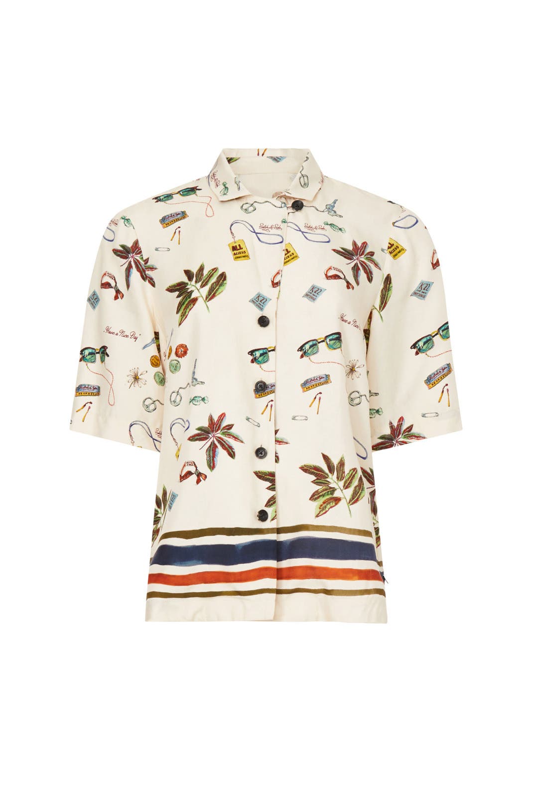 “Scotch & Soda” プリントキャンプ/アロハシャツ Ecru Printed Camp Shirt by Scotch & Soda | Rent the Runway