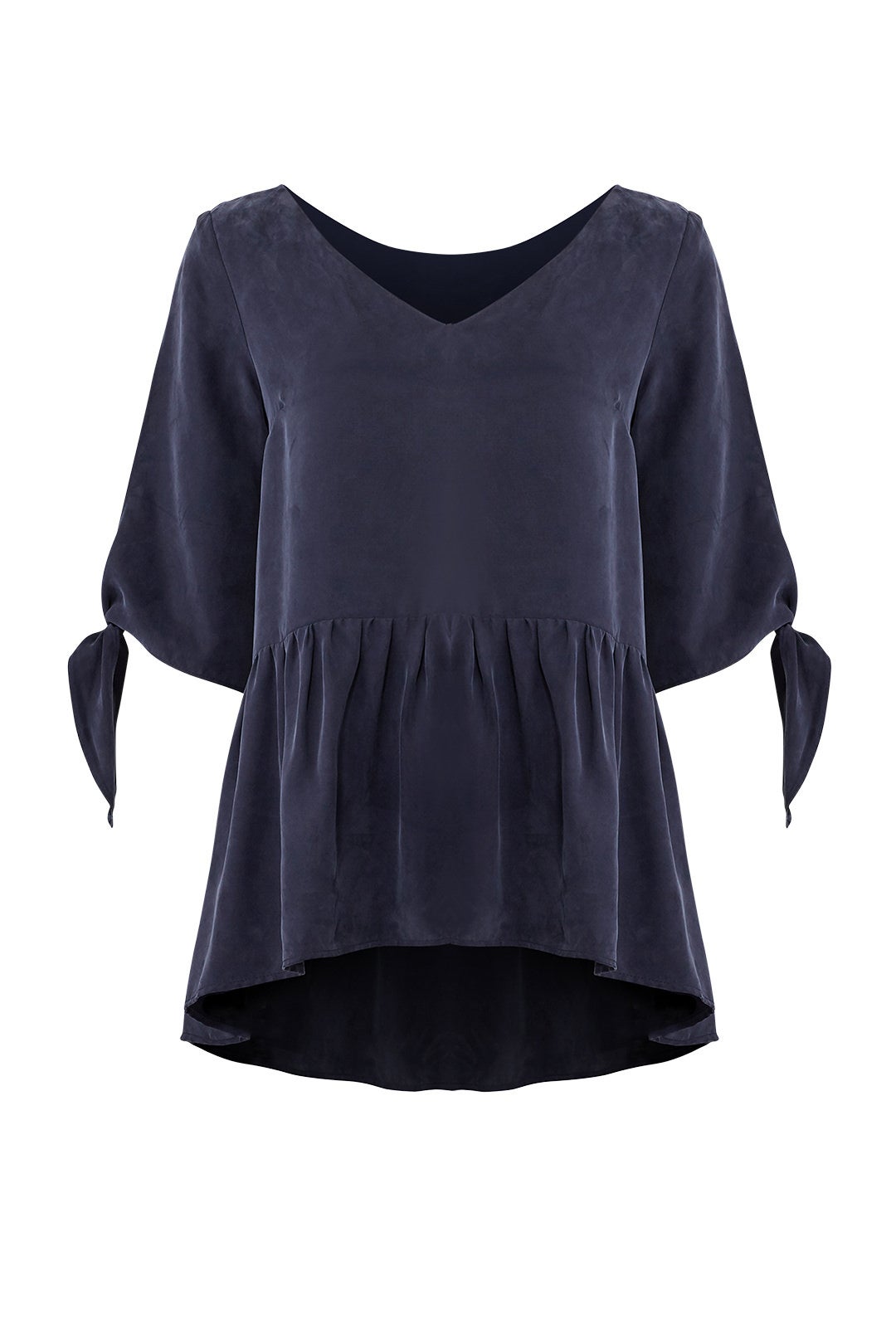 Navy Tie Cuff Blouse by Paper Crown