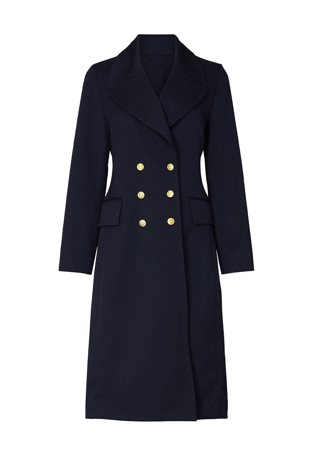 Navy Twill Double Breasted Coat by Victor Alfaro x RTR