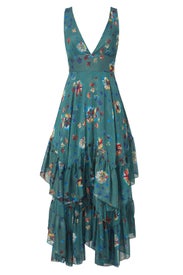 Green Floral Ruffle Dress by Free People | Rent the Runway