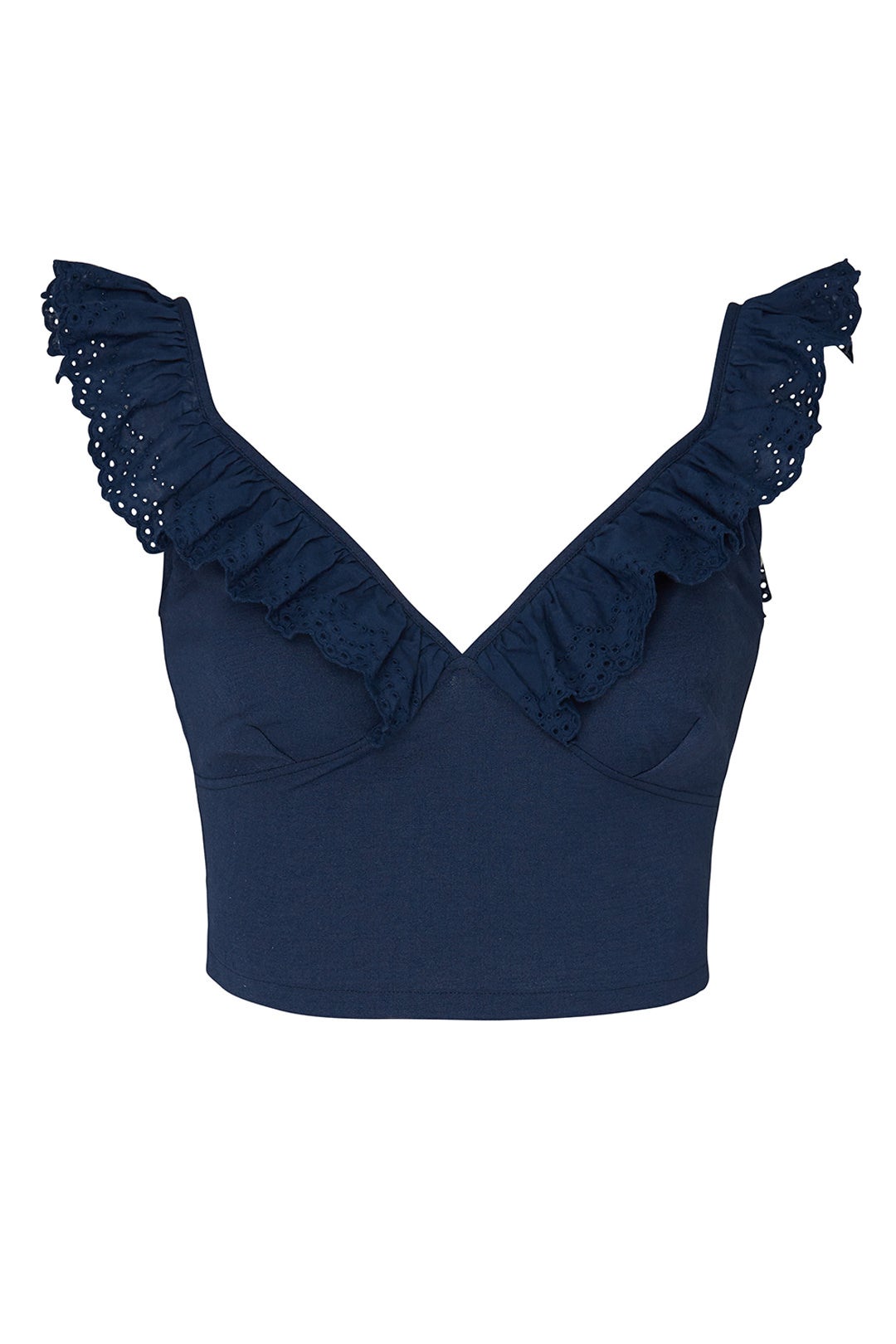 Navy Cropped Eyelet Top by Louna